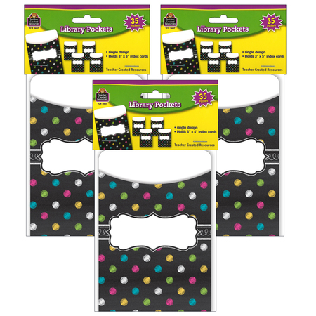 TEACHER CREATED RESOURCES Chalkboard Brights Library Pockets, PK105 TCR5657